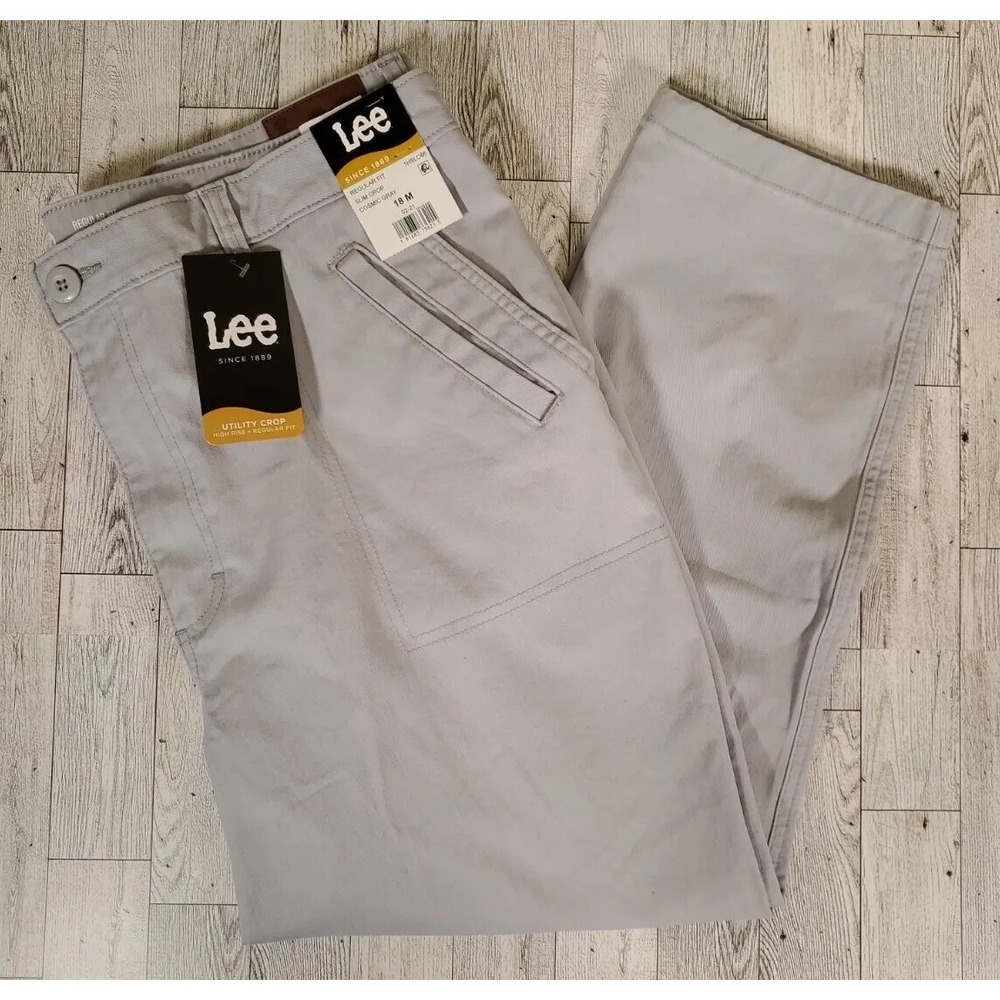 Lee SLIM CROP Jeans Women's 18 Cosmic Gray Regular Fit HIGH RISE NEW